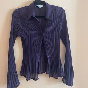 Worthington Deep Purple Button Down Bell Sleeve Shirt